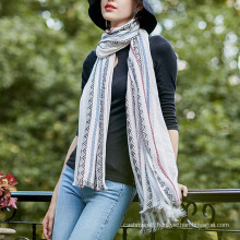 Women′s Diamond Printing Long Knitted Shawl Scarf (SP283)